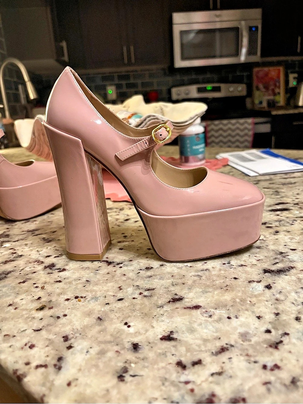 Stuart Weitzman Pink Platform Mary Jane Heels